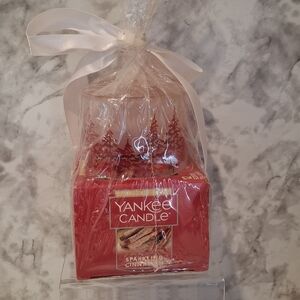 Yankee Candle 12pc Lot Scented Tea Lights Sparkling Cinnamon With Glass Holder